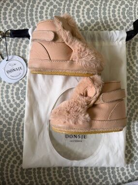 Donsje Pink Fur-Trim Baby Wintee Booties